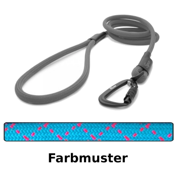 klassische Hundeleine TWIST - L - 115cm - hellblau mit pinken Stichen